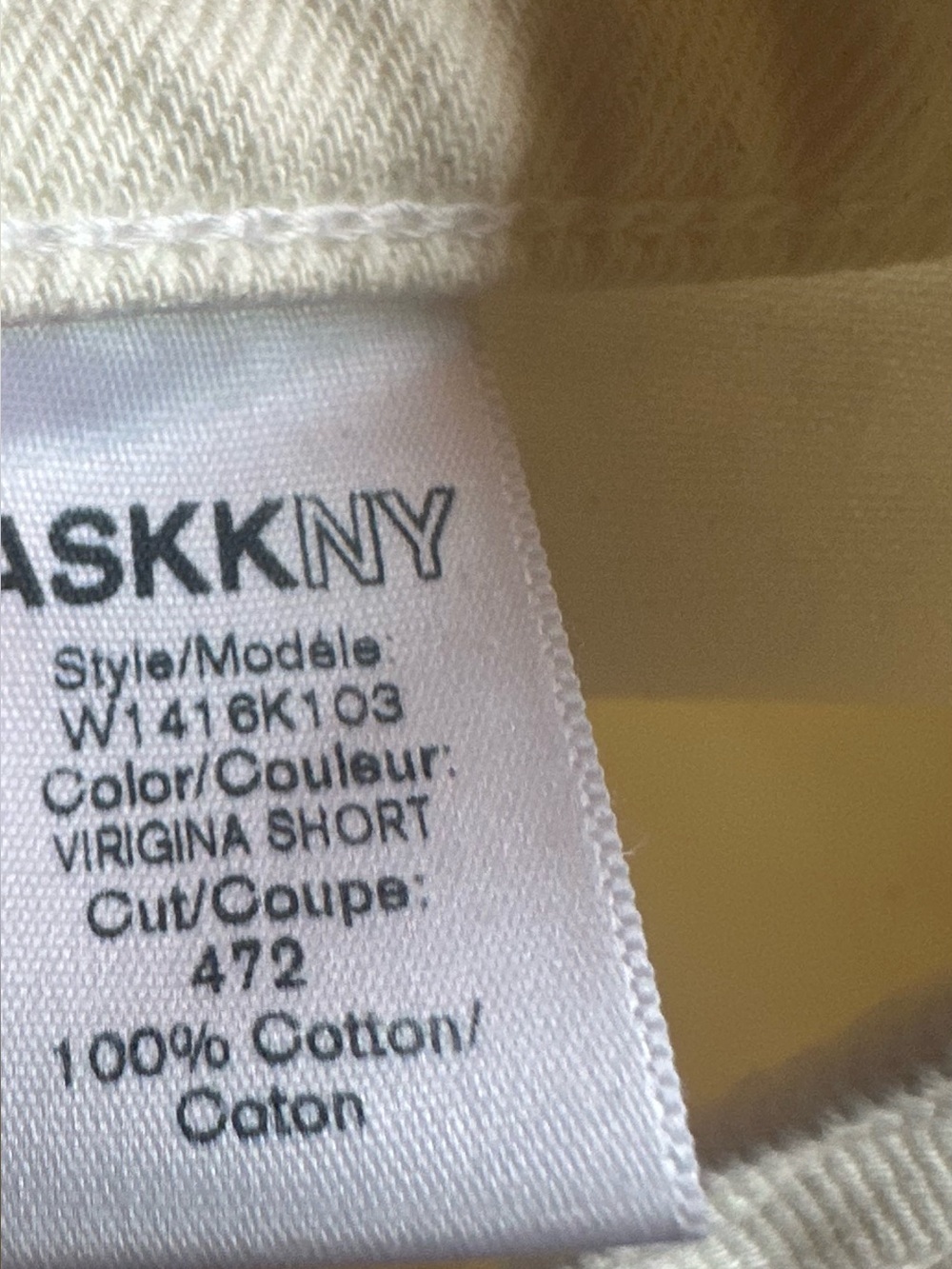 ASKK NY VIRGINIA SHORT IN IVORY size 24 like new designer 100% cotton denim - Picture 5 of 11